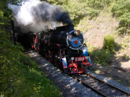 Паровоз выехал из туннеля